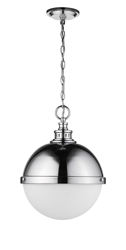 Z-Lite Peyton 15" 2-Light Chrome Pendant Light With Opal Etched Glass Shade