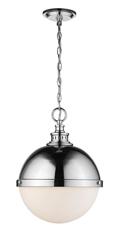Z-Lite Peyton 15" 2-Light Chrome Pendant Light With Opal Etched Glass Shade