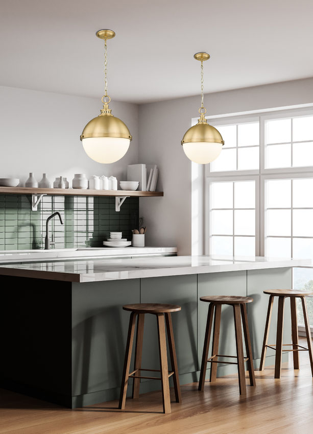 Z-Lite Peyton 15" 2-Light Classic Brass Iron Pendant Light