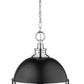 Z-Lite Peyton 15" 2-Light Matte Black and Chrome Pendant Light With Opal Etched Glass Shade