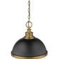 Z-Lite Peyton 15" 2-Light Matte Black and Factory Bronze Pendant Light With Opal Etched Glass Shade