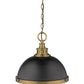 Z-Lite Peyton 15" 2-Light Matte Black and Factory Bronze Pendant Light With Opal Etched Glass Shade