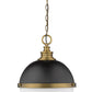 Z-Lite Peyton 15" 2-Light Matte Black and Factory Bronze Pendant Light With Opal Etched Glass Shade
