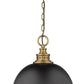 Z-Lite Peyton 15" 2-Light Matte Black and Factory Bronze Pendant Light With Opal Etched Glass Shade