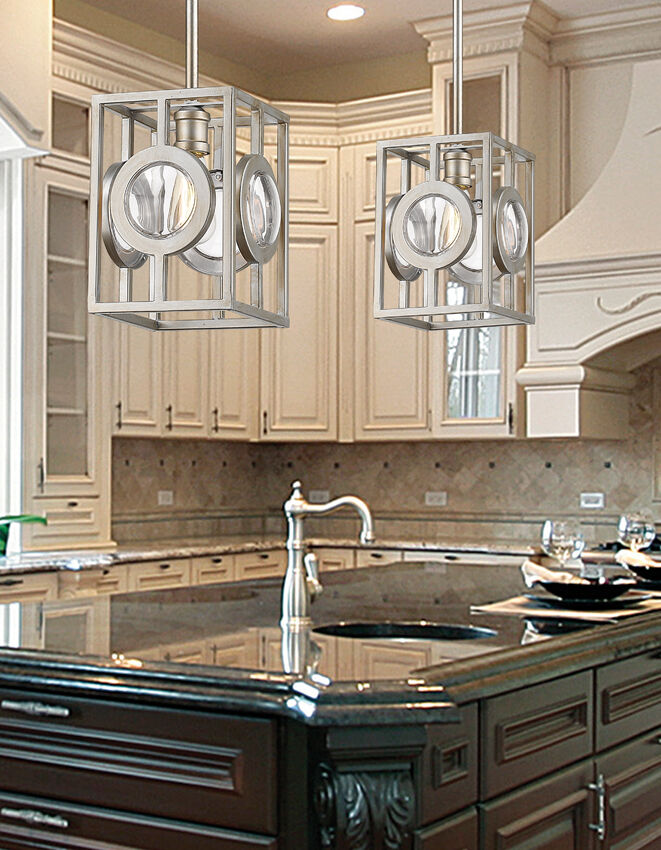Z-Lite Port 9" 1-Light Antique Silver Steel Pendant Light