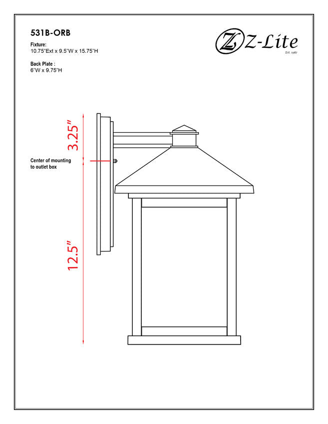 Z-Lite Portland 10" 1-Light Oil Rubbed Bronze Aluminum Outdoor Wall Sconce With Clear Seedy Glass Shade
