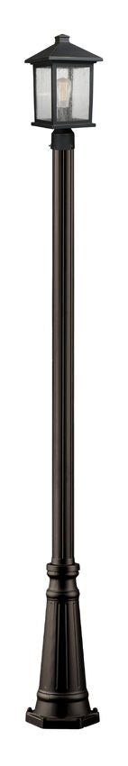 Z-Lite Portland 10" W x 110" H 1-Light Medium Bulb Base Oil Rubbed Bronze Aluminum Frame Clear Seedy Glass Shade Outdoor Post Mounted Fixture