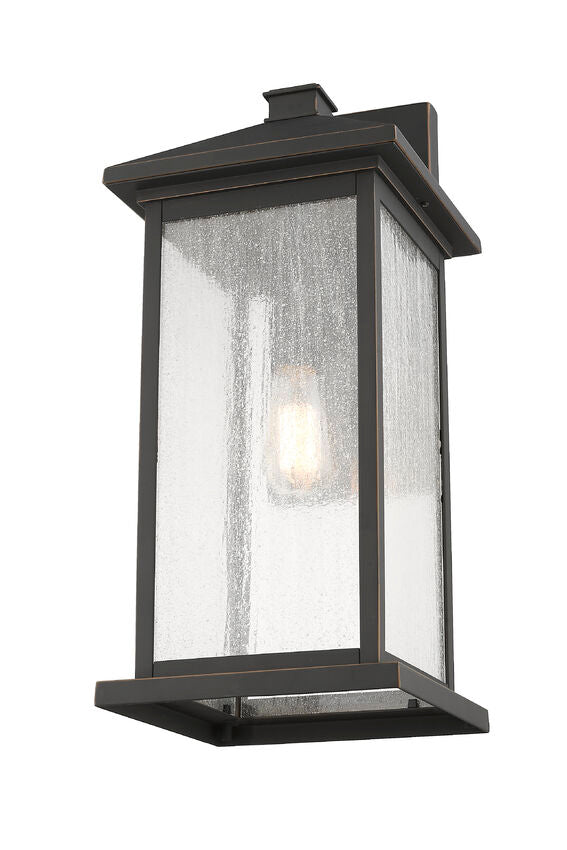 Z-Lite Portland 10" W x 22" H 1-Light Oil Rubbed Bronze Aluminum Outdoor Wall Sconce With Clear Seedy Glass Shade