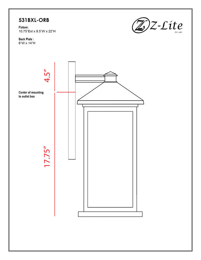 Z-Lite Portland 10" W x 22" H 1-Light Oil Rubbed Bronze Aluminum Outdoor Wall Sconce With Clear Seedy Glass Shade