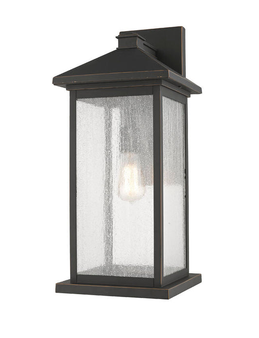 Z-Lite Portland 10" W x 22" H 1-Light Oil Rubbed Bronze Aluminum Outdoor Wall Sconce With Clear Seedy Glass Shade