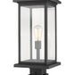 Z-Lite Portland 10" W x 25" H 1-Light Black Outdoor Pier Mounted Fixture and Square Pier Mount Hardware With Clear Beveled Glass Shade