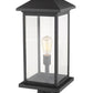 Z-Lite Portland 10" W x 25" H 1-Light Black Outdoor Pier Mounted Fixture and Square Pier Mount Hardware With Clear Beveled Glass Shade