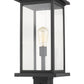 Z-Lite Portland 10" W x 25" H 1-Light Black Outdoor Pier Mounted Fixture and Square Pier Mount Hardware With Clear Beveled Glass Shade
