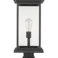 Z-Lite Portland 10" W x 25" H 1-Light Black Outdoor Pier Mounted Fixture and Square Pier Mount Hardware With Clear Beveled Glass Shade