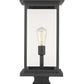 Z-Lite Portland 10" W x 25" H 1-Light Black Outdoor Pier Mounted Fixture and Square Pier Mount Hardware With Clear Beveled Glass Shade