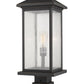 Z-Lite Portland 10" W x 25" H 1-Light Oil Rubbed Bronze Outdoor Pier Mounted Fixture and Square Pier Mount Hardware With Clear Beveled Glass Shade
