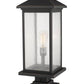 Z-Lite Portland 10" W x 25" H 1-Light Oil Rubbed Bronze Outdoor Pier Mounted Fixture and Square Pier Mount Hardware With Clear Beveled Glass Shade