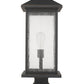 Z-Lite Portland 10" W x 25" H 1-Light Oil Rubbed Bronze Outdoor Pier Mounted Fixture and Square Pier Mount Hardware With Clear Beveled Glass Shade