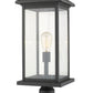 Z-Lite Portland 10" W x 26" H 1-Light Black Outdoor Pier Mounted Fixture With Clear Beveled Glass Shade and Square Pier Mount Hardware