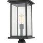 Z-Lite Portland 10" W x 26" H 1-Light Black Outdoor Pier Mounted Fixture With Clear Beveled Glass Shade and Square Pier Mount Hardware