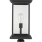 Z-Lite Portland 10" W x 26" H 1-Light Black Outdoor Pier Mounted Fixture With Clear Beveled Glass Shade and Square Pier Mount Hardware