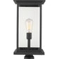 Z-Lite Portland 10" W x 26" H 1-Light Black Outdoor Pier Mounted Fixture With Clear Beveled Glass Shade and Square Pier Mount Hardware