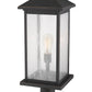Z-Lite Portland 10" W x 26" H 1-Light Oil Rubbed Bronze Outdoor Pier Mounted Fixture and Square Pier Mount Hardware With Clear Seedy Glass Shade