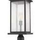 Z-Lite Portland 10" W x 26" H 1-Light Oil Rubbed Bronze Outdoor Pier Mounted Fixture and Square Pier Mount Hardware With Clear Seedy Glass Shade