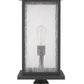 Z-Lite Portland 10" W x 26" H 1-Light Oil Rubbed Bronze Outdoor Pier Mounted Fixture and Square Pier Mount Hardware With Clear Seedy Glass Shade