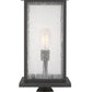 Z-Lite Portland 10" W x 26" H 1-Light Oil Rubbed Bronze Outdoor Pier Mounted Fixture and Square Pier Mount Hardware With Clear Seedy Glass Shade