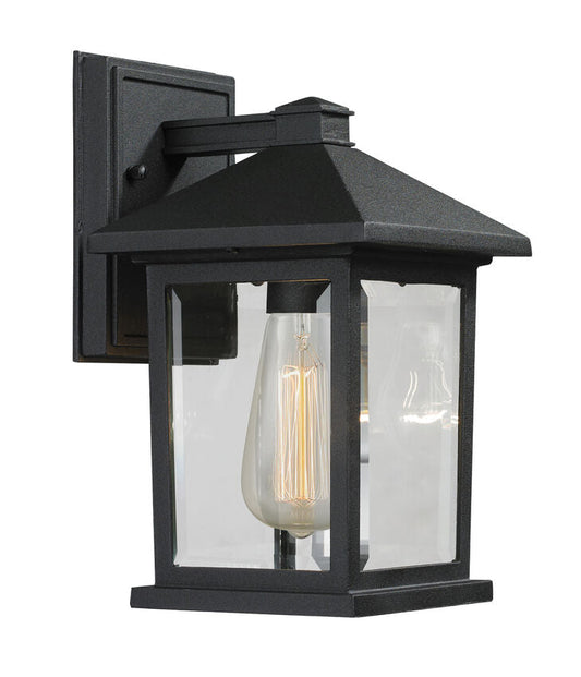 Z-Lite Portland 6" 1-Light Black Aluminum Outdoor Wall Sconce With Clear Beveled Glass Shade