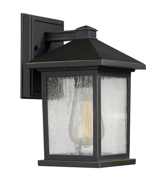Z-Lite Portland 6" 1-Light Oil Rubbed Bronze Aluminum Outdoor Wall Sconce With Clear Seedy Glass Shade
