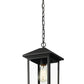 Z-Lite Portland 8" 1-Light Black Aluminum Outdoor Chain Mount Ceiling Fixture With Clear Beveled Glass Shade