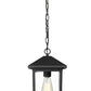Z-Lite Portland 8" 1-Light Black Aluminum Outdoor Chain Mount Ceiling Fixture With Clear Beveled Glass Shade