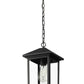 Z-Lite Portland 8" 1-Light Black Aluminum Outdoor Chain Mount Ceiling Fixture With Clear Beveled Glass Shade