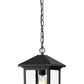Z-Lite Portland 8" 1-Light Black Aluminum Outdoor Chain Mount Ceiling Fixture With Clear Beveled Glass Shade