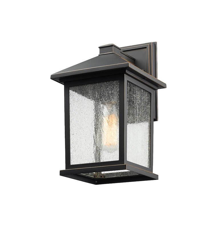 Z-Lite Portland 8" 1-Light Oil Rubbed Bronze Aluminum Outdoor Wall Sconce With Clear Seedy Glass Shade