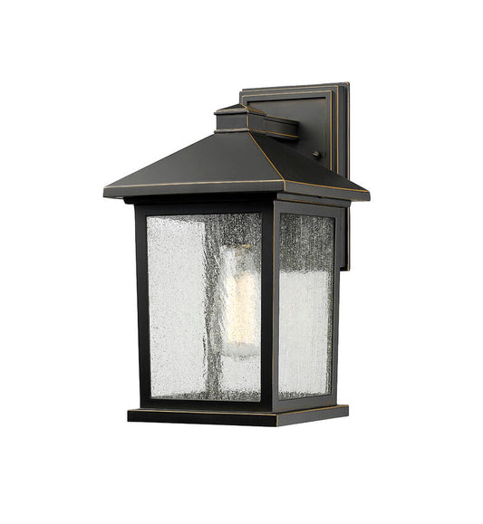 Z-Lite Portland 8" 1-Light Oil Rubbed Bronze Aluminum Outdoor Wall Sconce With Clear Seedy Glass Shade