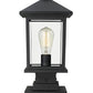 Z-Lite Portland 8" W x 17" H 1-Light Black Outdoor Pier Mounted Fixture and Square Pier Mount Hardware With Clear Beveled Glass Shade