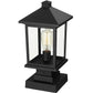 Z-Lite Portland 8" W x 17" H 1-Light Black Outdoor Pier Mounted Fixture and Square Pier Mount Hardware With Clear Beveled Glass Shade