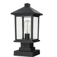 Z-Lite Portland 8" W x 17" H 1-Light Black Outdoor Pier Mounted Fixture and Square Pier Mount Hardware With Clear Beveled Glass Shade