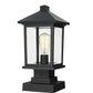Z-Lite Portland 8" W x 17" H 1-Light Black Outdoor Pier Mounted Fixture and Square Pier Mount Hardware With Clear Beveled Glass Shade