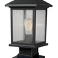 Z-Lite Portland 8" W x 17" H 1-Light Oil Rubbed Bronze Outdoor Pier Mounted Fixture and Square Pier Mount Hardware With Clear Beveled Glass Shade
