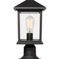 Z-Lite Portland 8" W x 18" H 1-Light Black Outdoor Pier Mounted Fixture and Square Pier Mount Hardware With Clear Beveled Glass Shade