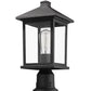 Z-Lite Portland 8" W x 18" H 1-Light Black Outdoor Pier Mounted Fixture and Square Pier Mount Hardware With Clear Beveled Glass Shade