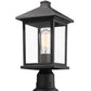 Z-Lite Portland 8" W x 18" H 1-Light Black Outdoor Pier Mounted Fixture and Square Pier Mount Hardware With Clear Beveled Glass Shade