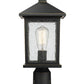 Z-Lite Portland 8" W x 18" H 1-Light Oil Rubbed Bronze Outdoor Pier Mounted Fixture and Square Pier Mount Hardware With Clear Seedy Glass Shade