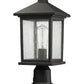 Z-Lite Portland 8" W x 18" H 1-Light Oil Rubbed Bronze Outdoor Pier Mounted Fixture and Square Pier Mount Hardware With Clear Seedy Glass Shade