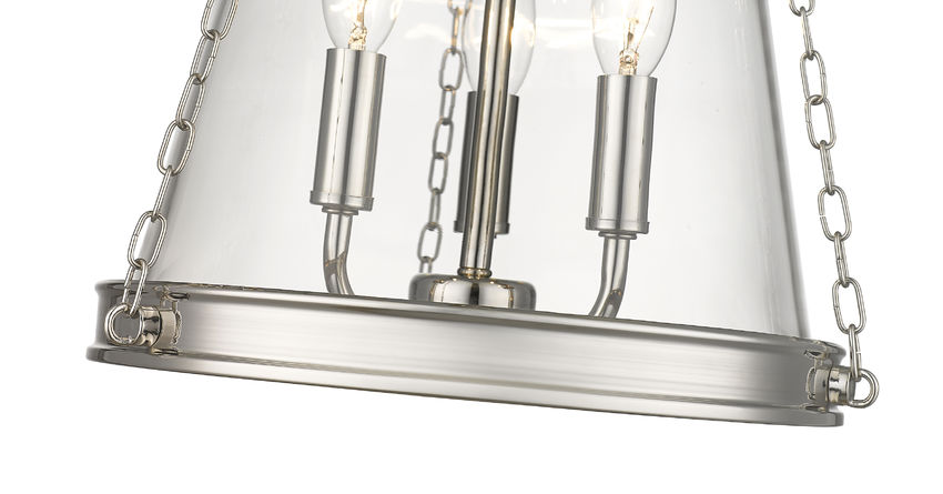 Z-Lite Prescott 12" 3-Light Polished Nickel Pendant Light With Clear Glass Shade