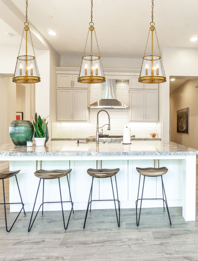 Z-Lite Prescott 12" 3-Light Rubbed Brass Pendant Light With Clear Glass Shade